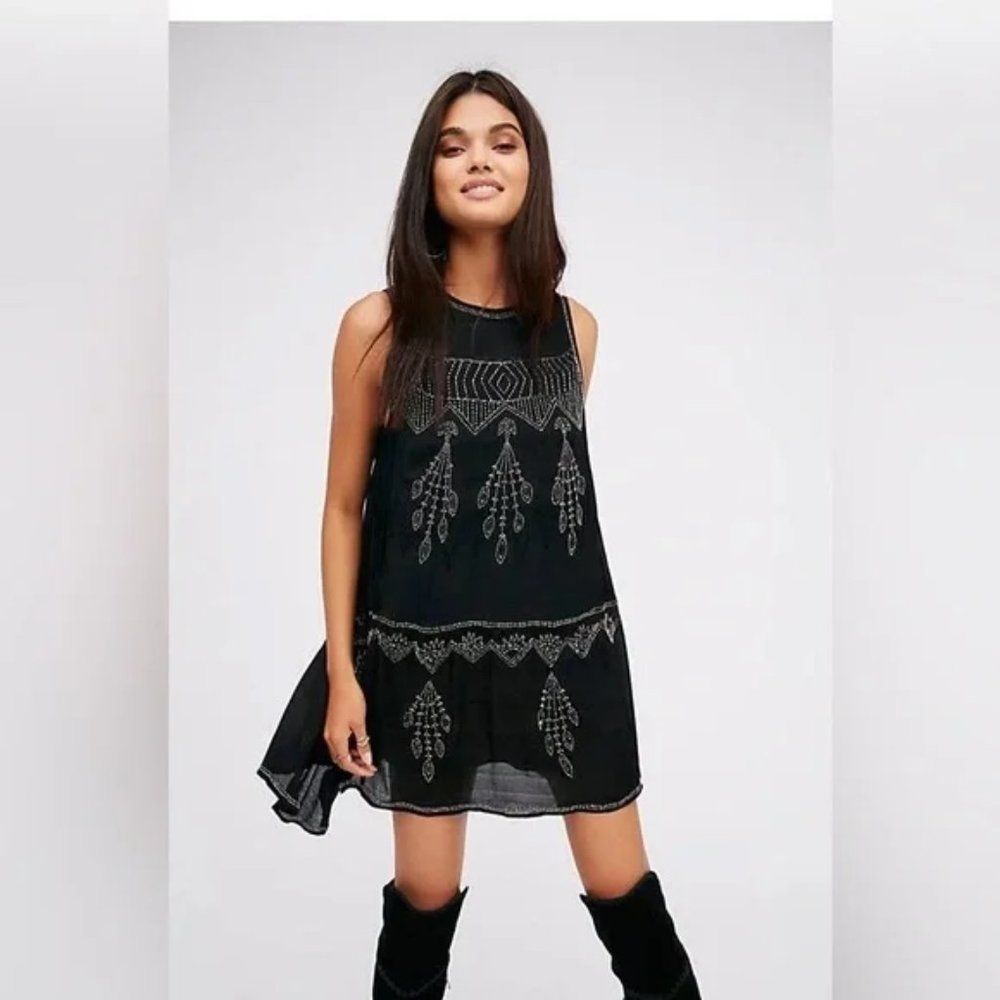 Free People Anthropologie “Delilah” Dress Black Beaded Gatsby Style NWT …